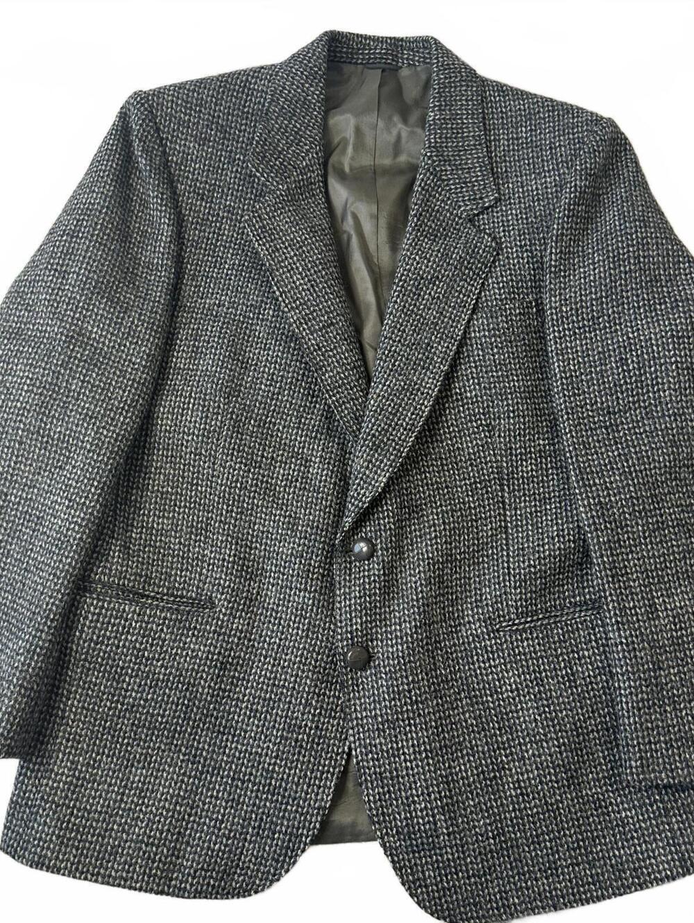 VTG Harris Tweed 100% Wool Tweed Herringbone Grey Men’s Jacket Blazer  - 42R